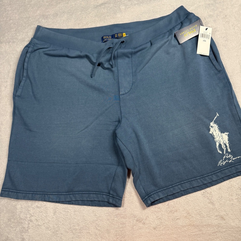 Polo Ralph Lauren 2XB Athletic Shorts Men Clancy Blue Big Pony Logo 711941842001